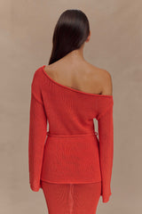Reagan Off Shoulder Knit Top - Orange