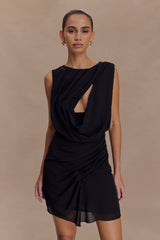 Oria Chiffon Mini Dress - Black