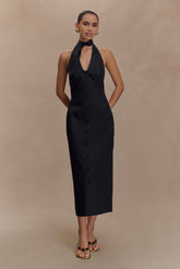 Simona Halter Neck Midi Dress - Black