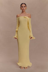Sandrine Off Shoulder Knit Maxi Dress - Lemon
