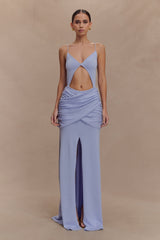 Reama Wrap Over Knit Maxi Dress - Cornflower Blue
