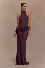 Reece Halter Knit Maxi Dress - Chocolate