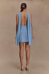 Wynter Scarf Draped Mini Dress - Sky Blue