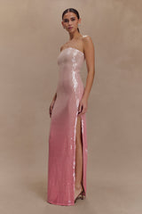 Miranda Strapless Sequin Maxi Dress - Ombre Pink