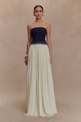 Suella Chiffon Denim Maxi Dress - Indigo Blue