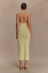 Ovina Halter Neck Knit Midi Dress - Lemon