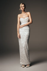 Nala Strapless Sequin Maxi Dress - Ivory