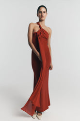 Philippa Knotted Crepe Maxi Dress - Ruby