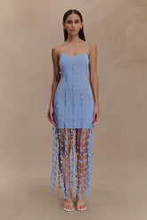 Tove Hand Knit Flower Mini Dress - Blue