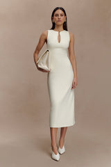 Norah Sleeveless Crepe Midi Dress - Ivory