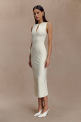 Norah Sleeveless Crepe Midi Dress - Ivory