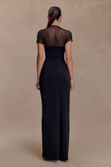 Wyatt Slinky And Mesh Maxi Dress - Black