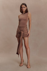 Sinead Slinky Mini Dress With Hardware - Mocha