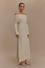 Alonza Long Sleeve Knit Midi Dress - Cream