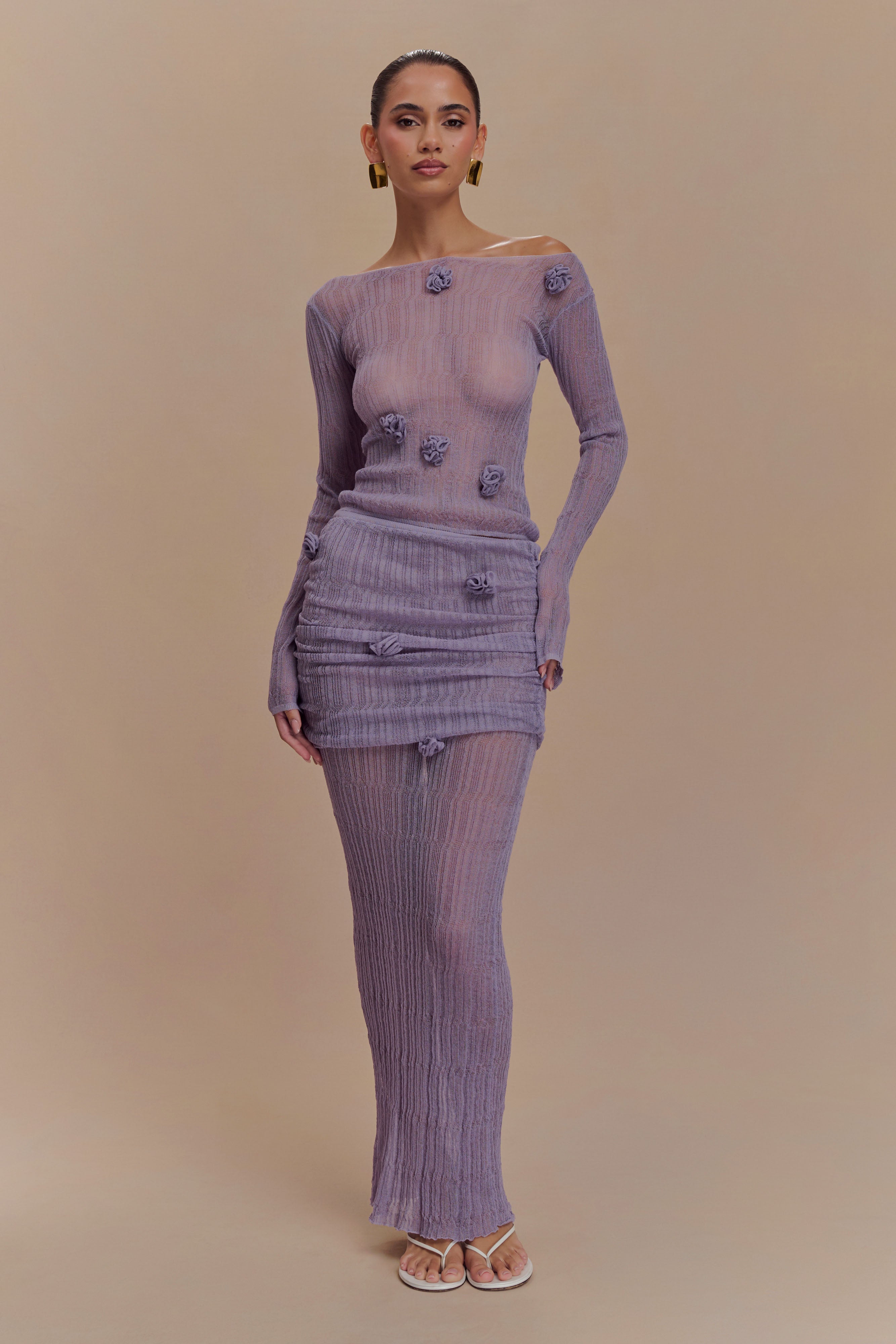 Orianna Orchid Knit Maxi Skirt - Orchid