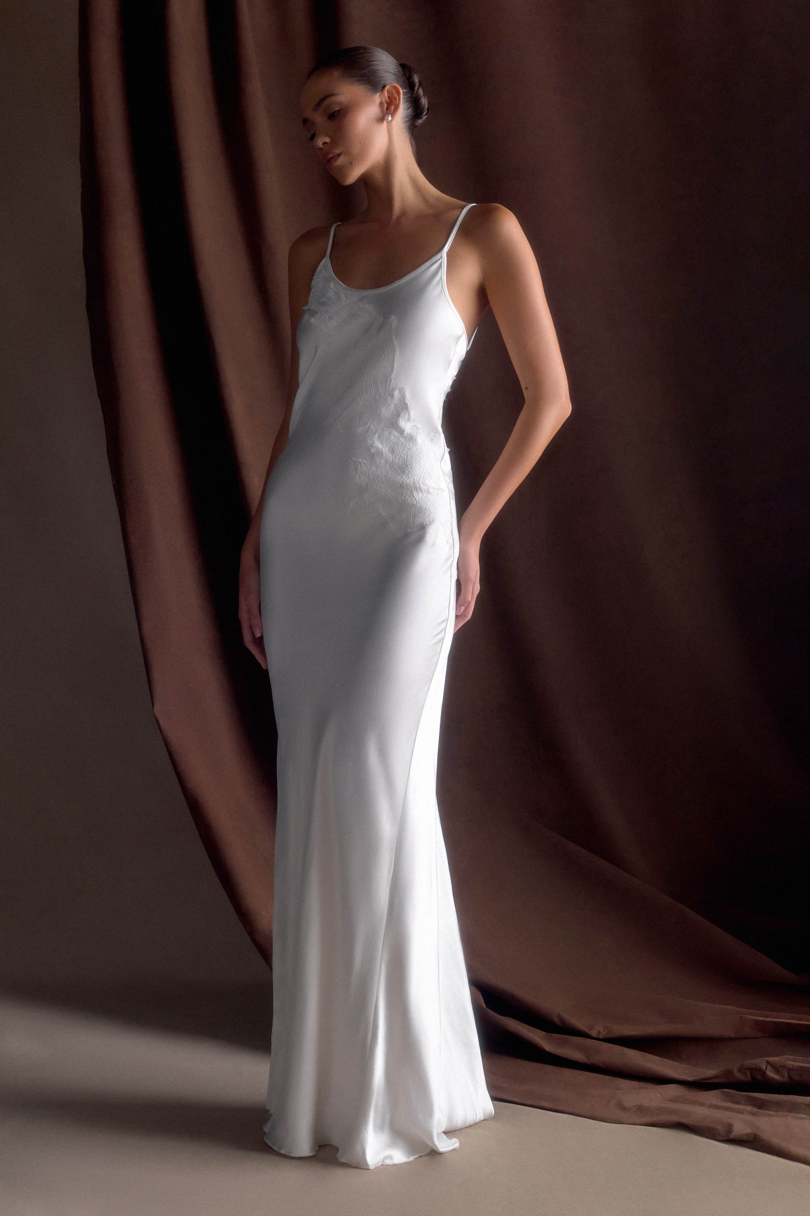 Saylor Satin Slip Maxi Dress - Ivory