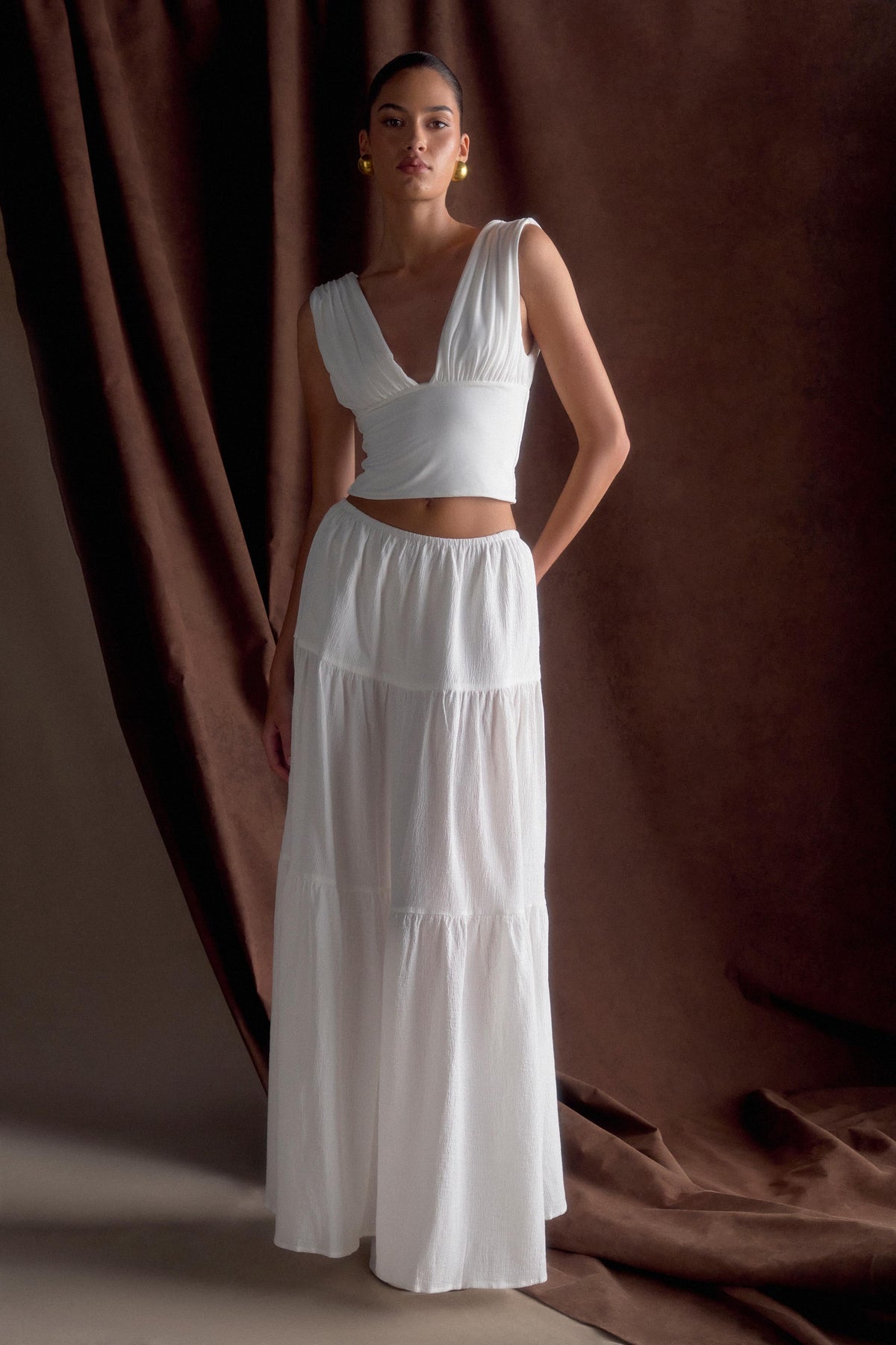 Jacinda Cotton Maxi Skirt - White