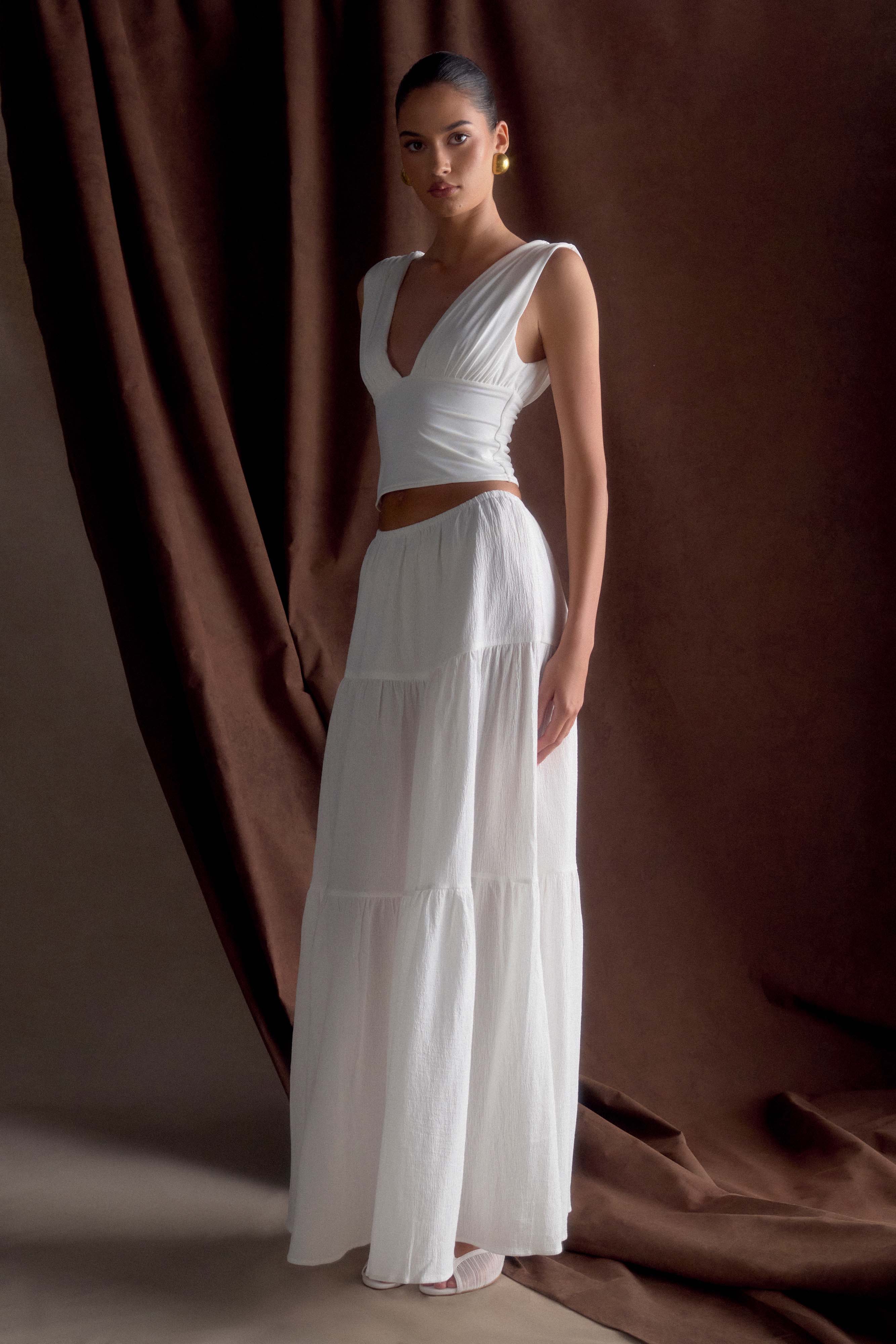 Jacinda Cotton Maxi Skirt - White