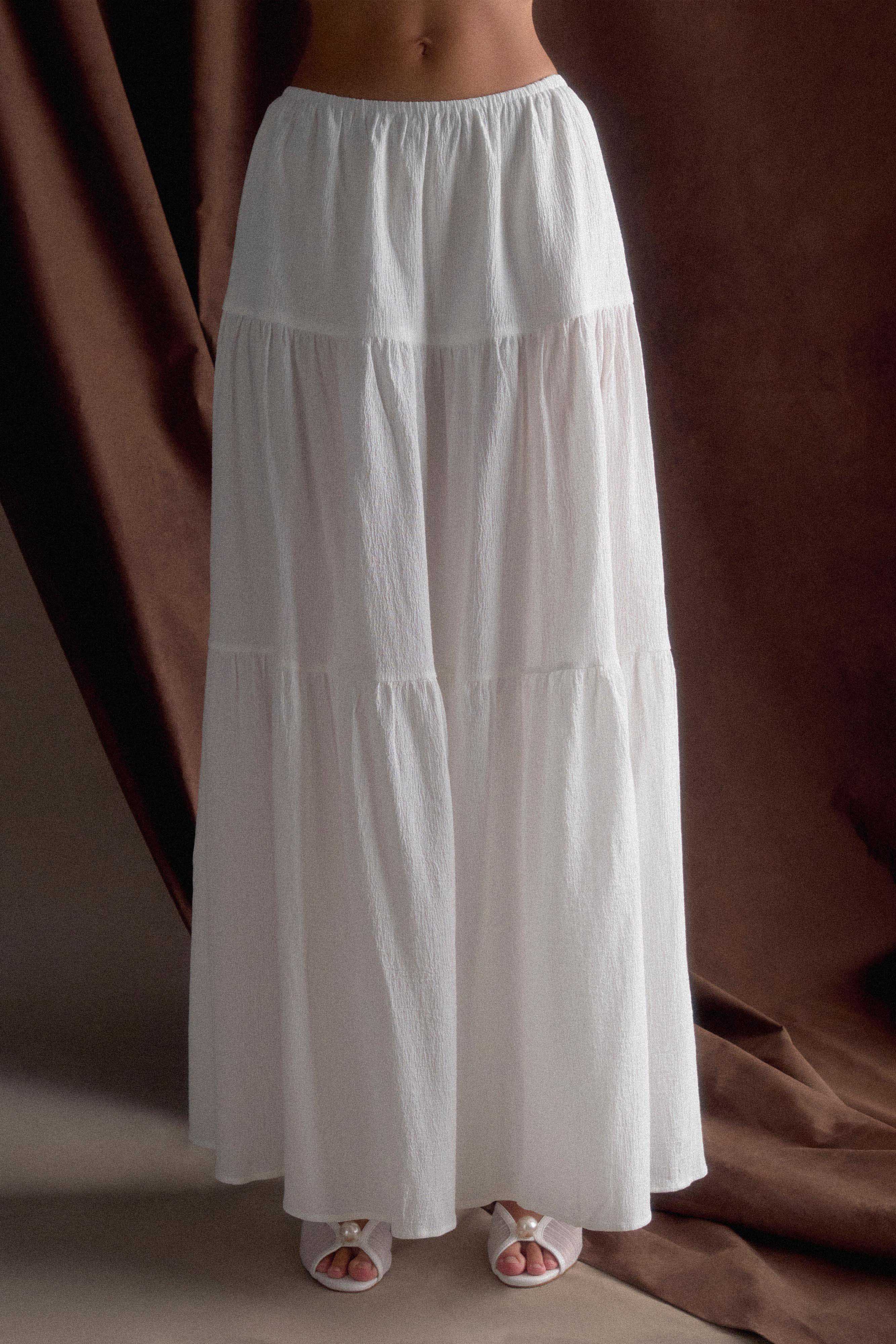 Jacinda Cotton Maxi Skirt - White