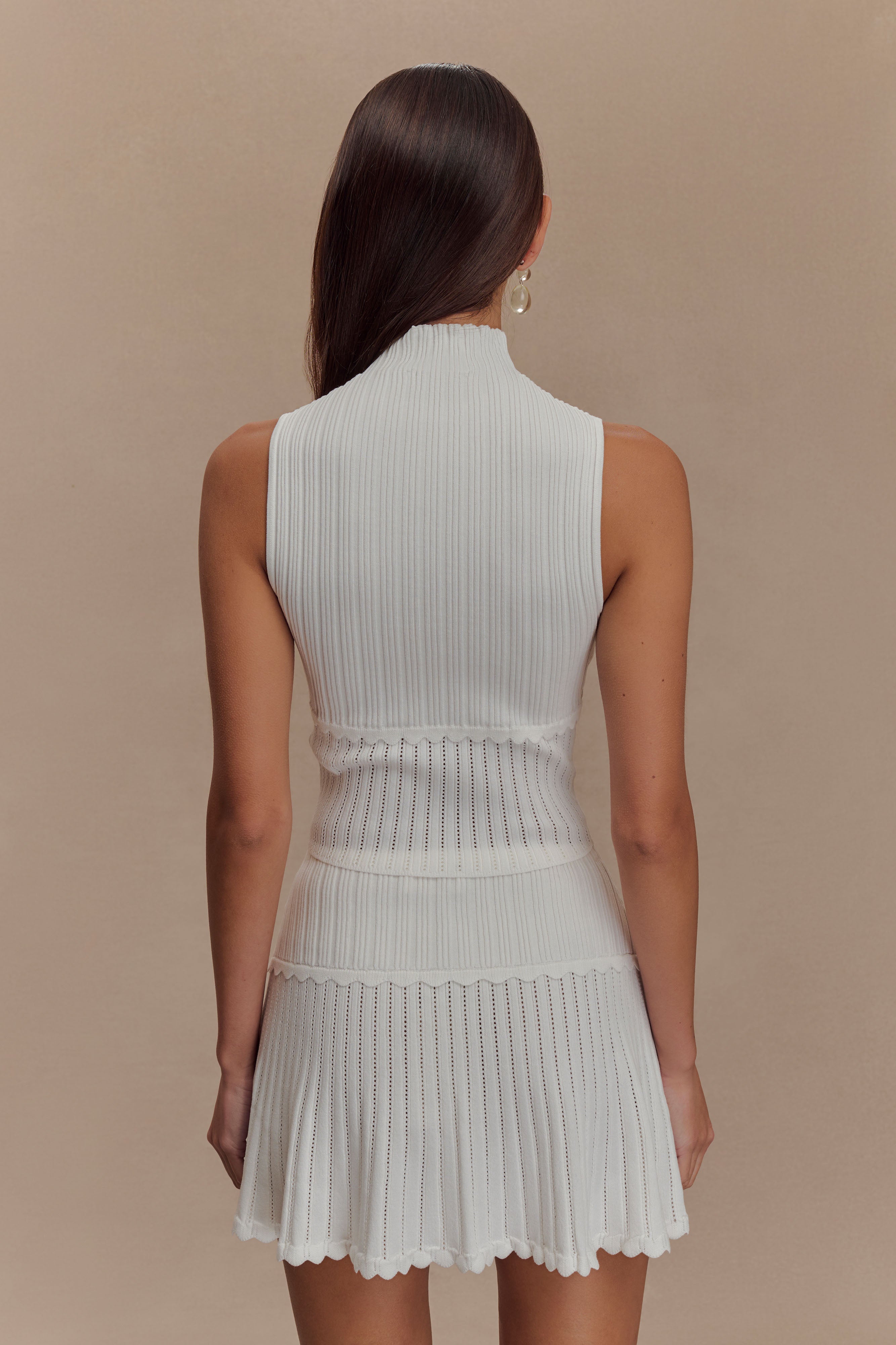 Indy Pointelle Knit Mini Skirt - Ivory