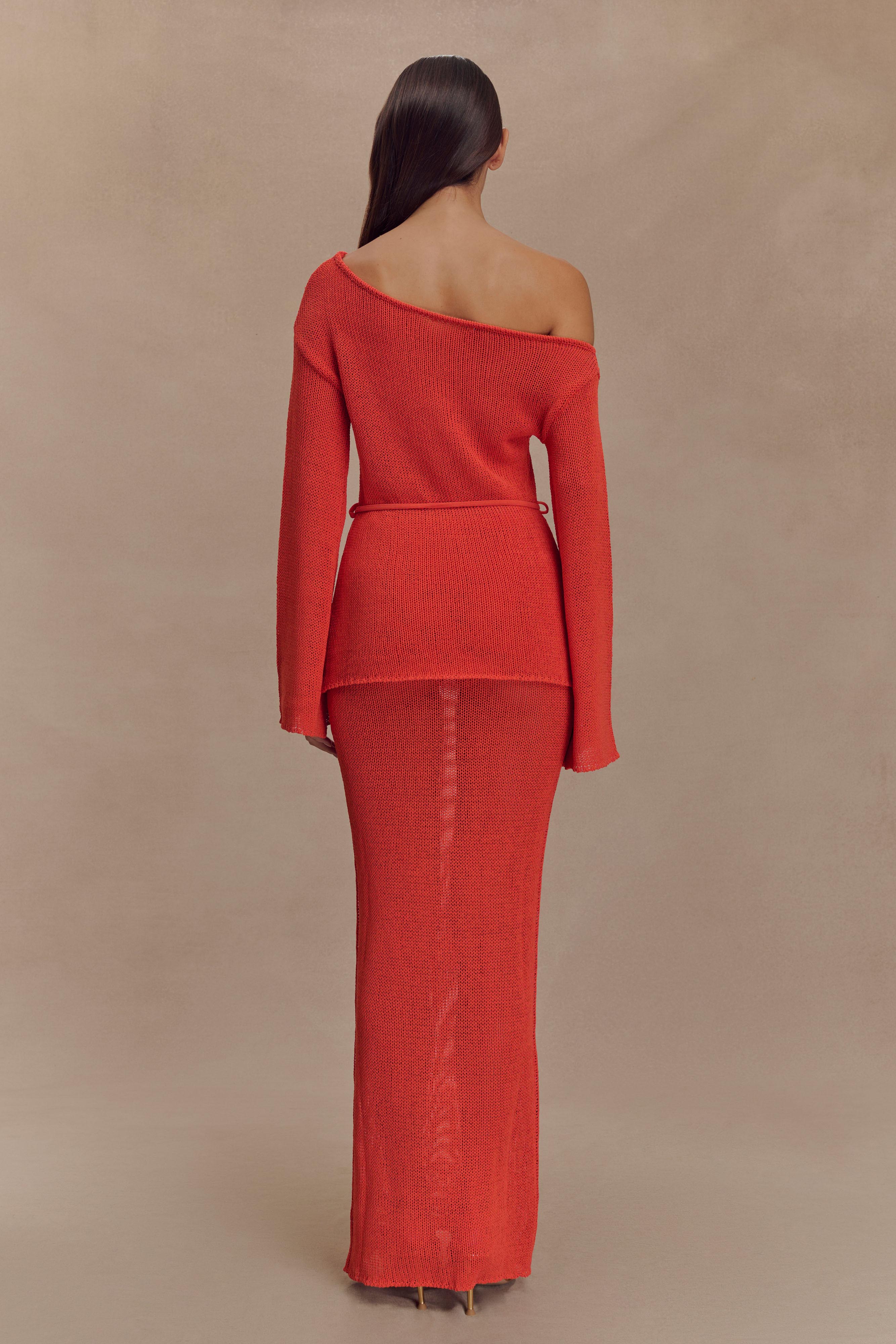 Reagan Off Shoulder Knit Top - Orange