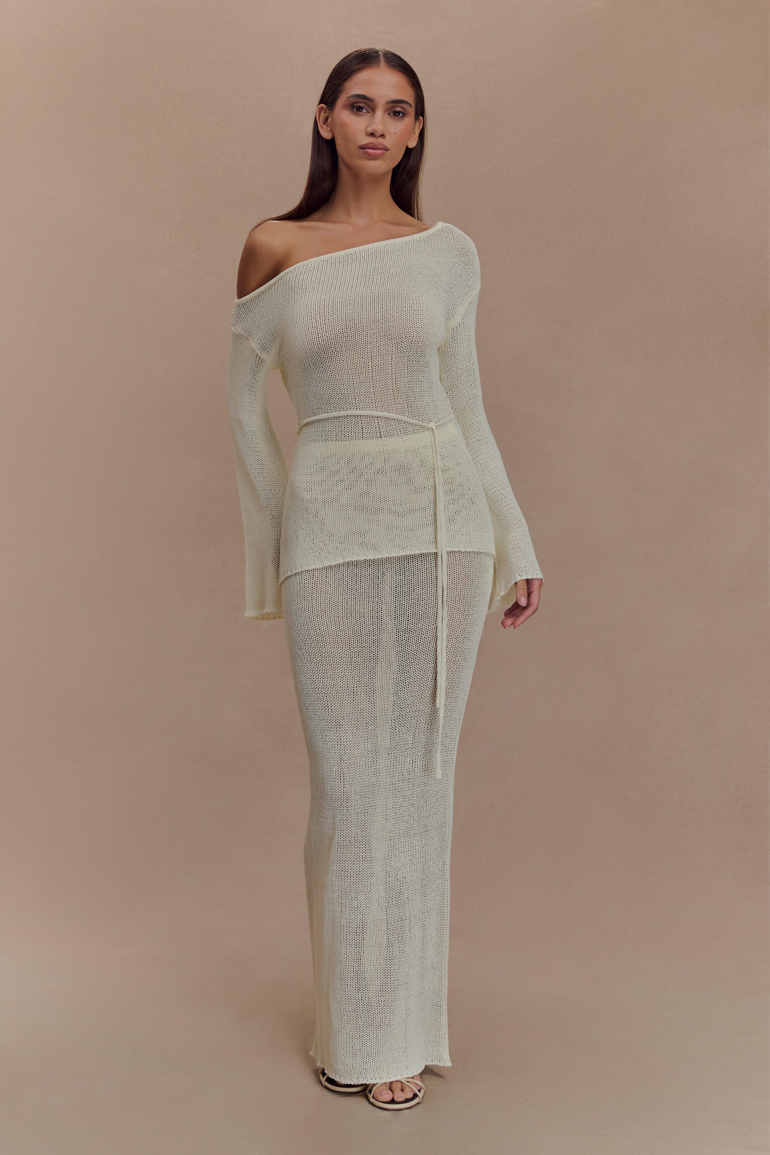 Reagan Off Shoulder Knit Top - White