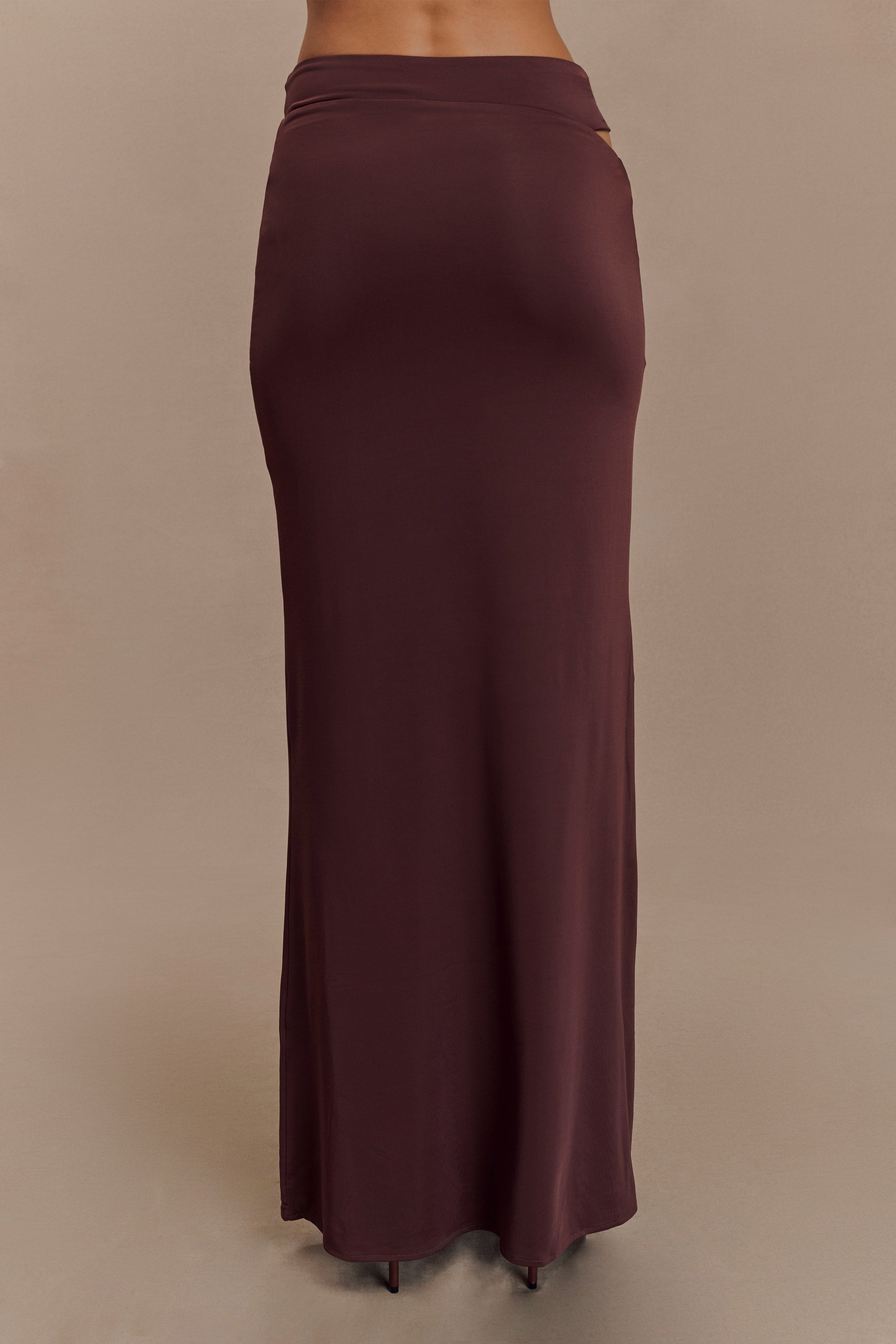 Haven Slinky Twist Midi Skirt - Chocolate