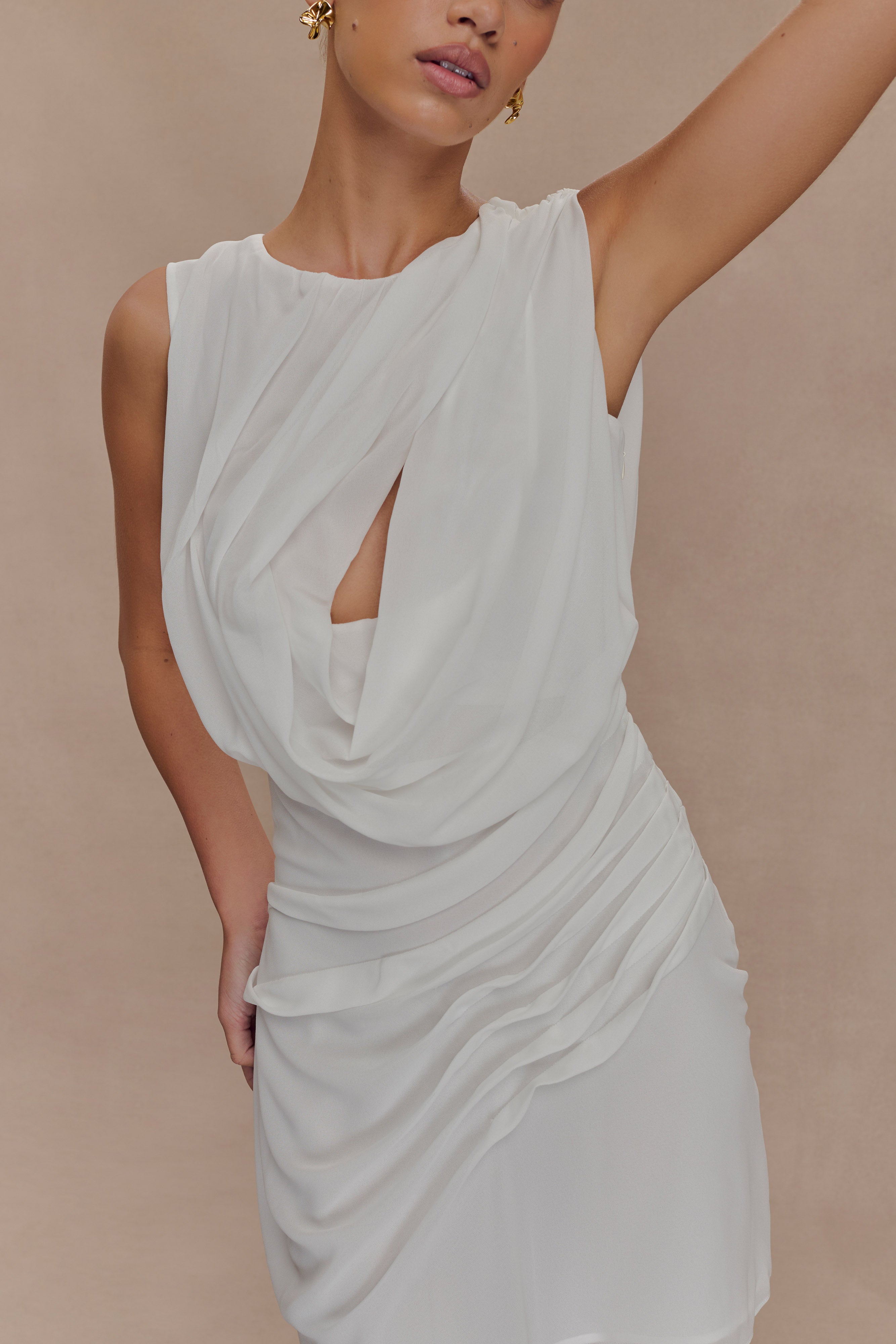 Oria Chiffon Mini Dress - White