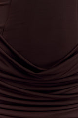 Mattea Slinky And Mesh Mini Dress With Scarf - Dark Chocolate