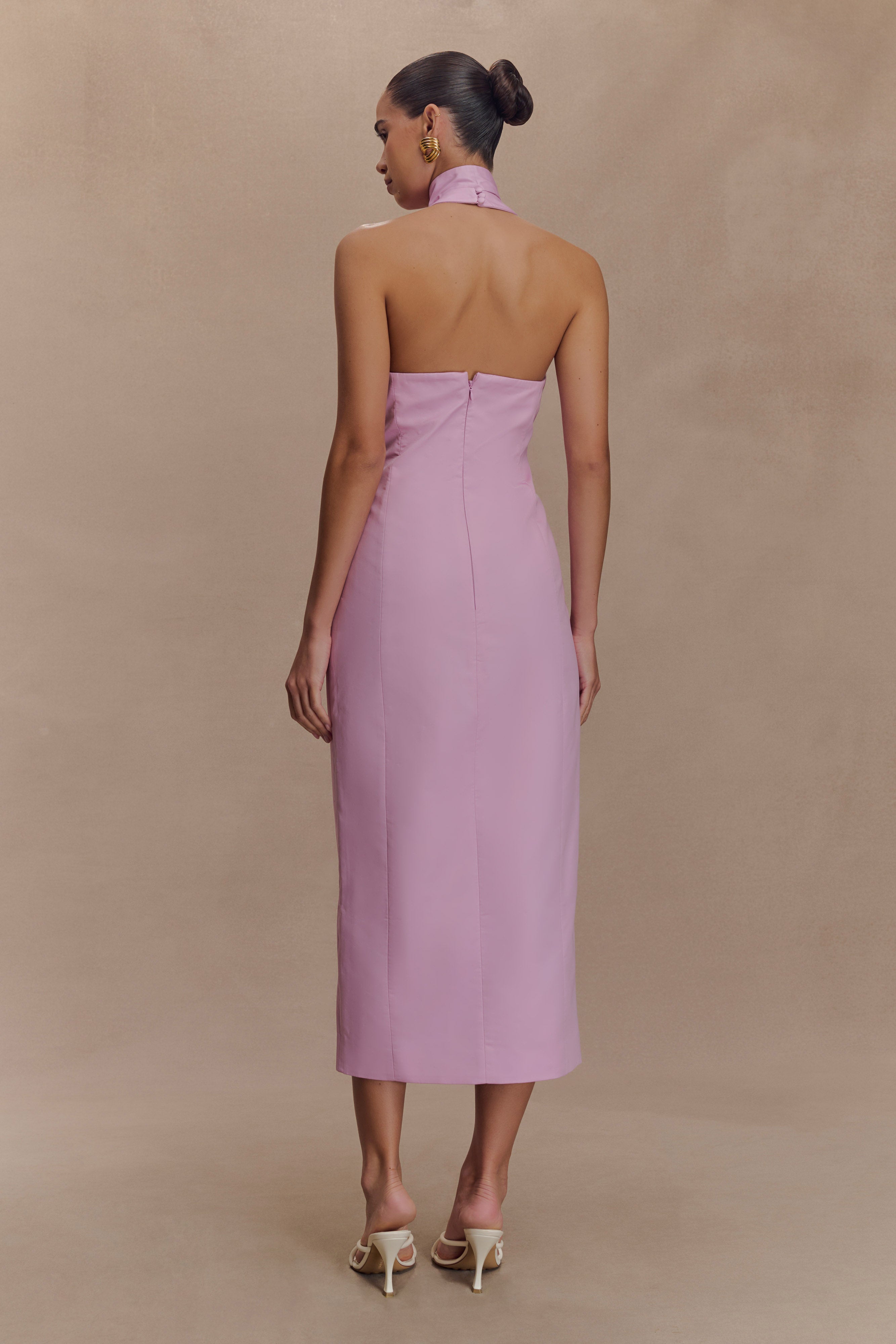 Simona Halter Neck Midi Dress - Blush Pink