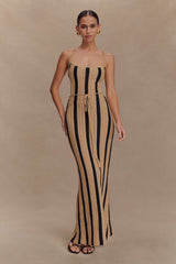 Shepherd Crochet Halter Maxi Dress - Gold/Black