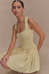 Sharon Scuba Jersey Mini Dress - Pastel Lemon
