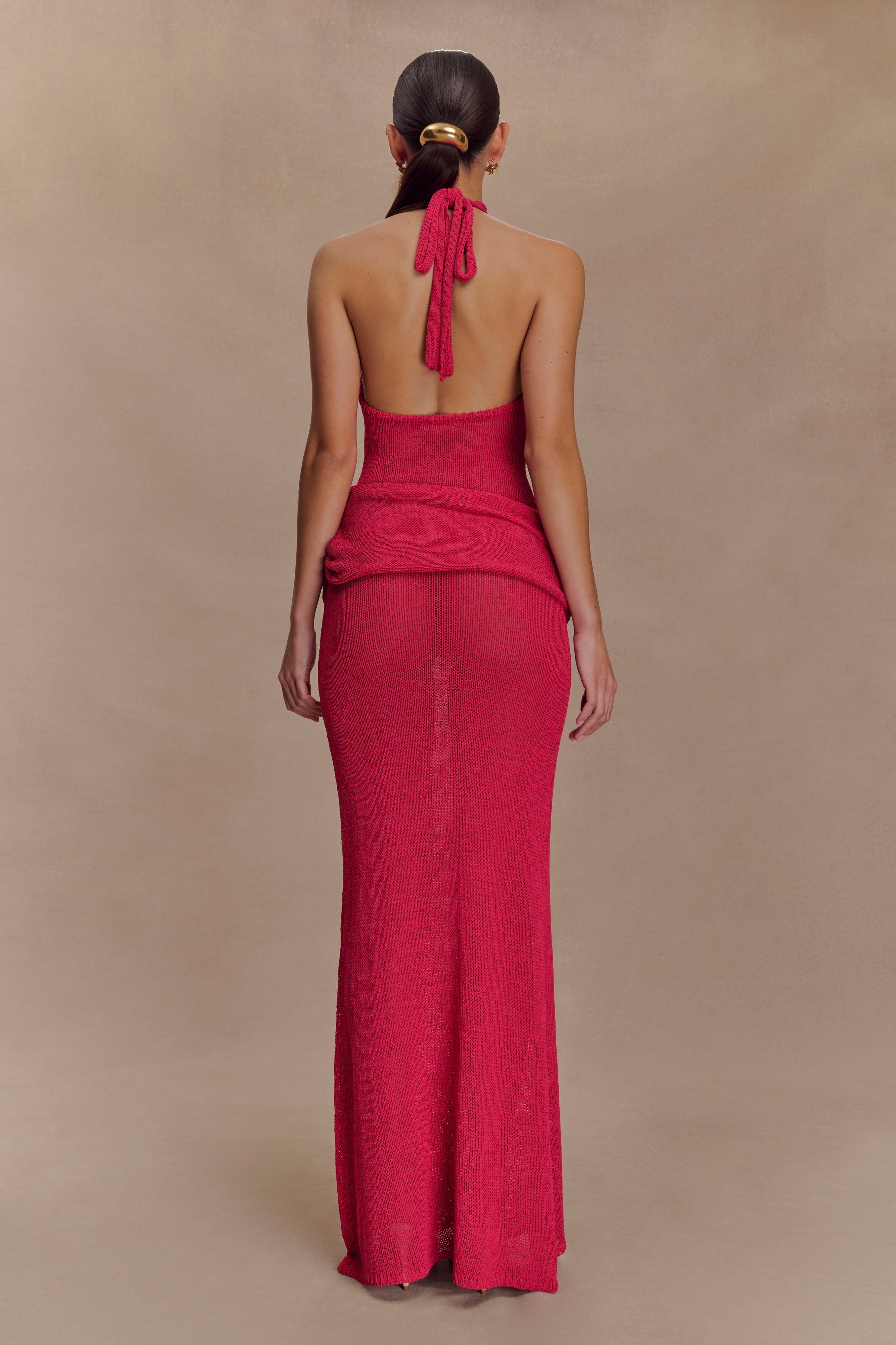 Reece Halter Knit Maxi Dress - Dragonfruit
