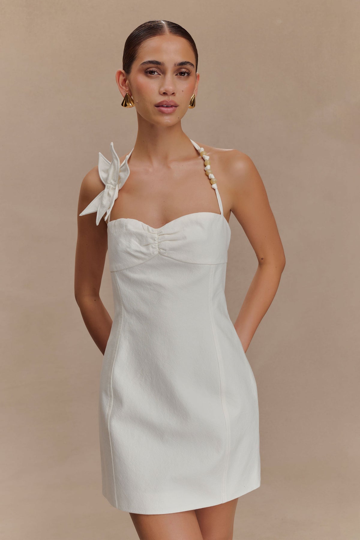 Reyes Cotton Floral Mini Dress - White