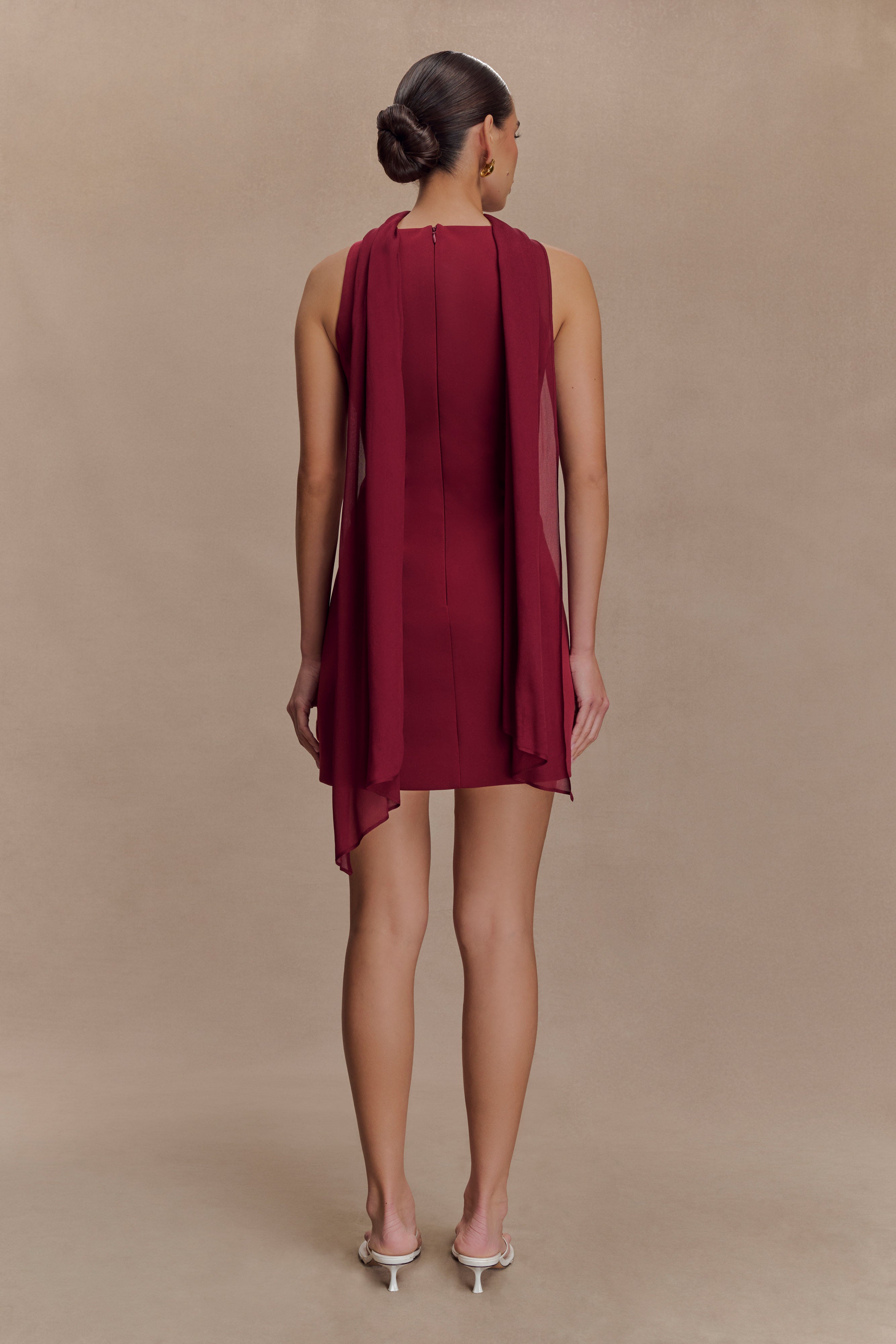 Skyler Suiting Embroidered Mini Dress - Wine