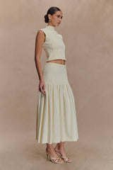 Romaine High Neck Bandage Knit Top - Ivory