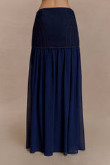 Tully Chiffon Denim Maxi Skirt - Indigo Blue