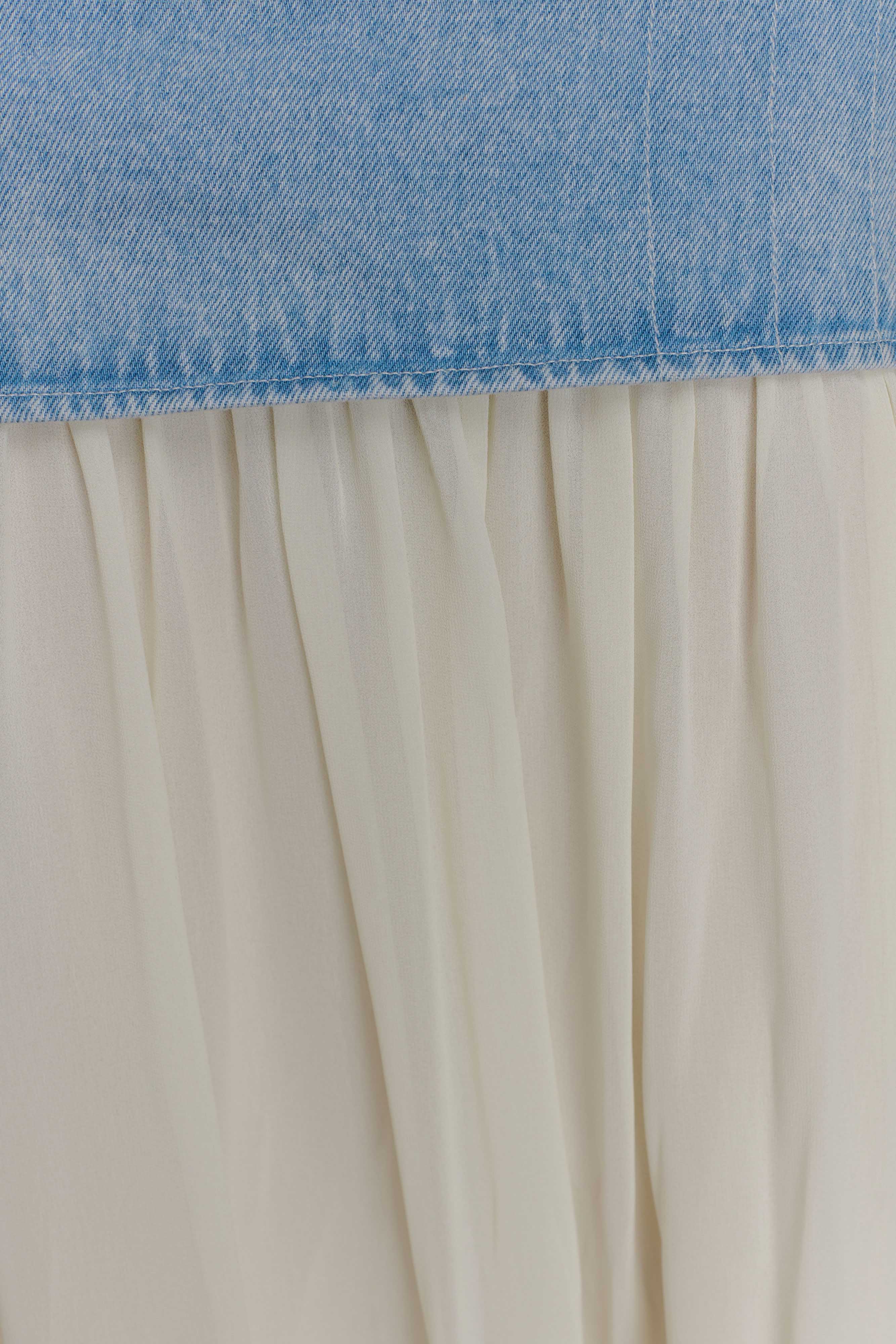 Tully Chiffon Denim Maxi Skirt - 80'S Blue