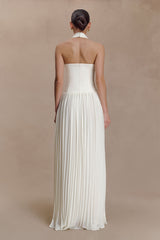 Stacie Pleated Halter Maxi Dress - Ivory