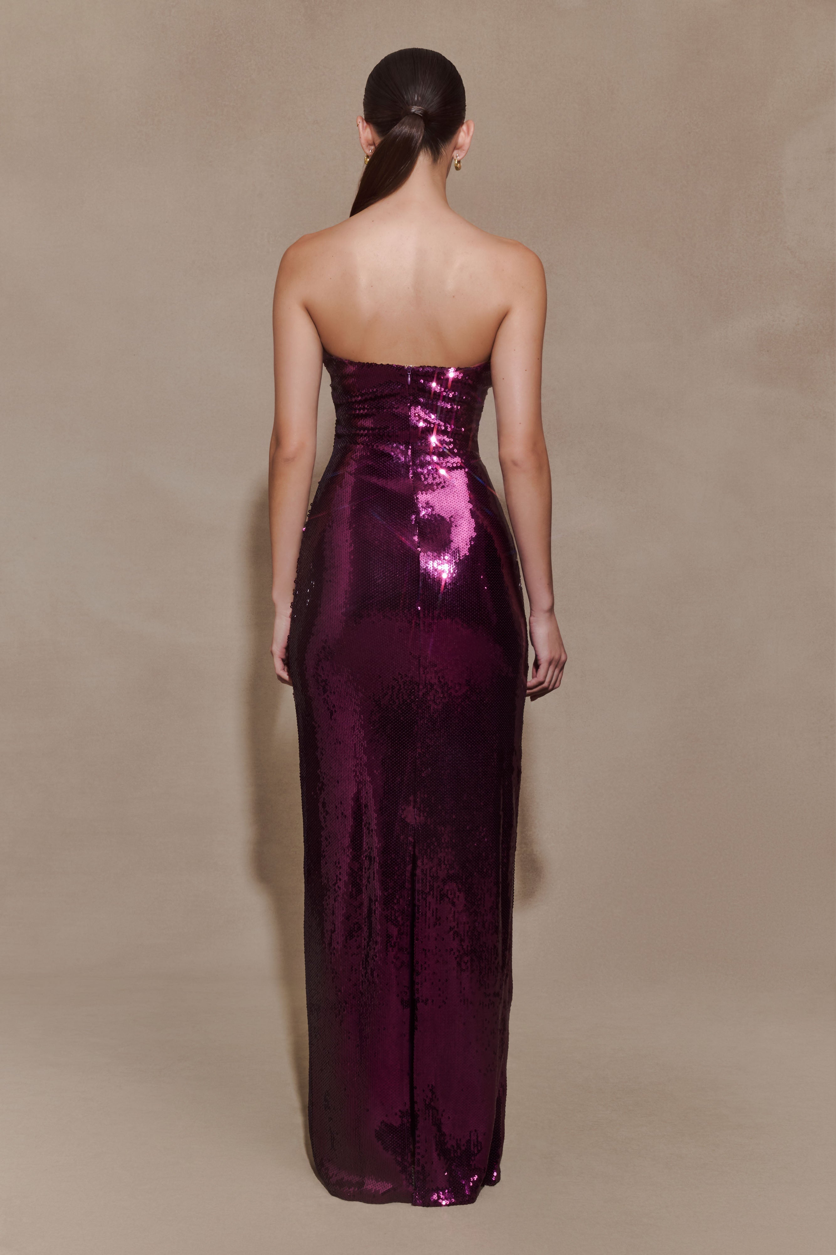 Winston Strapless Sequin Maxi Dress - Plum