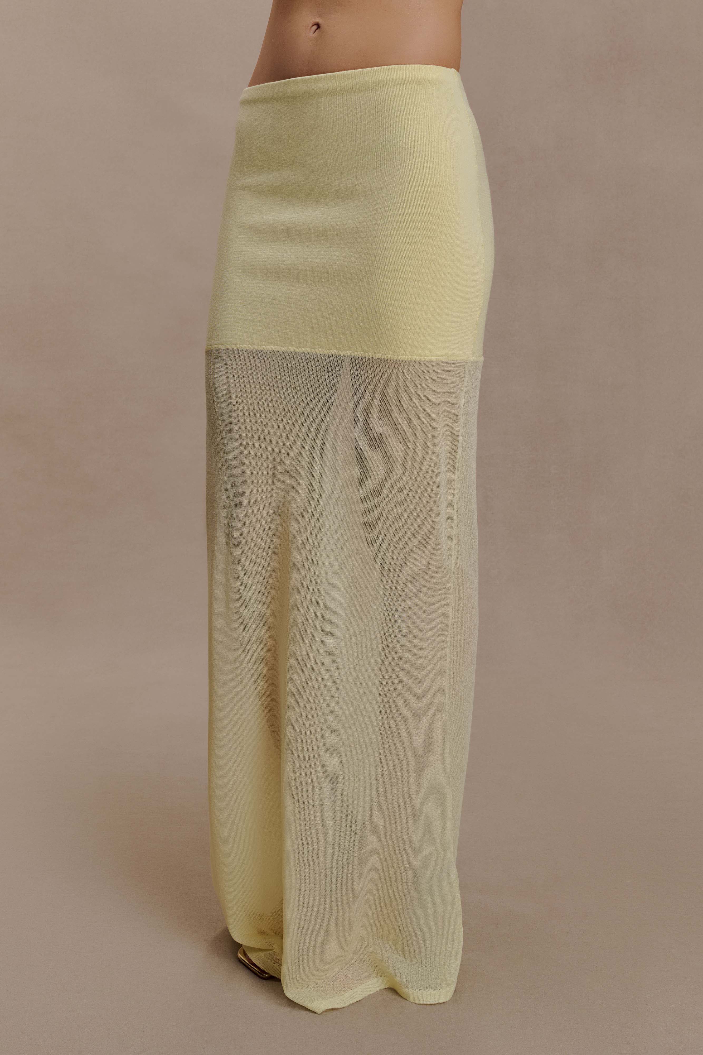 Tanyel Sheer And Bandage Knit Maxi Skirt - Lemon