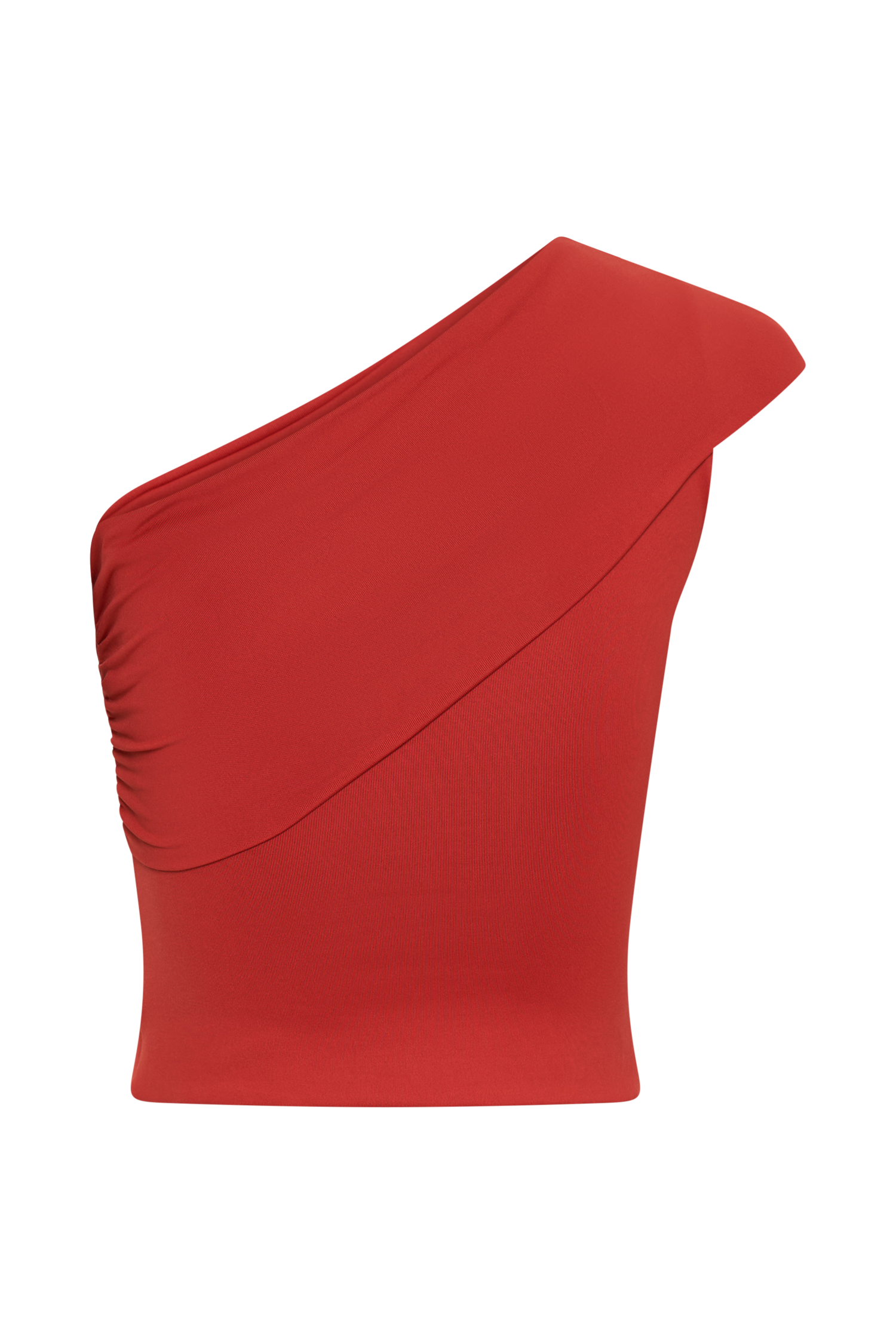 Solene One Shoulder Recycled Nylon Twist Top - Ruby
