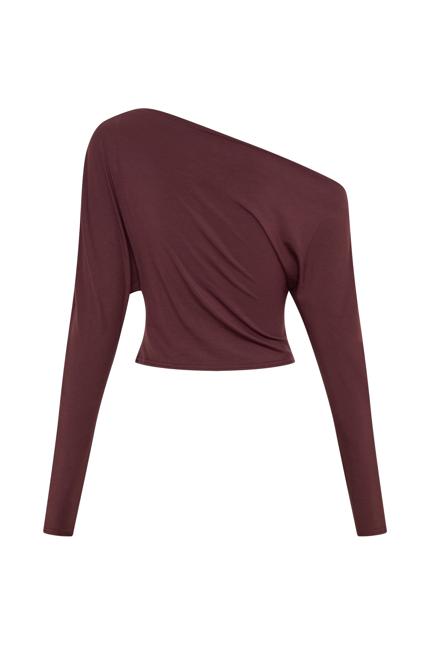 Yasmin Asymmetrical Long Sleeve Top - Mahogany