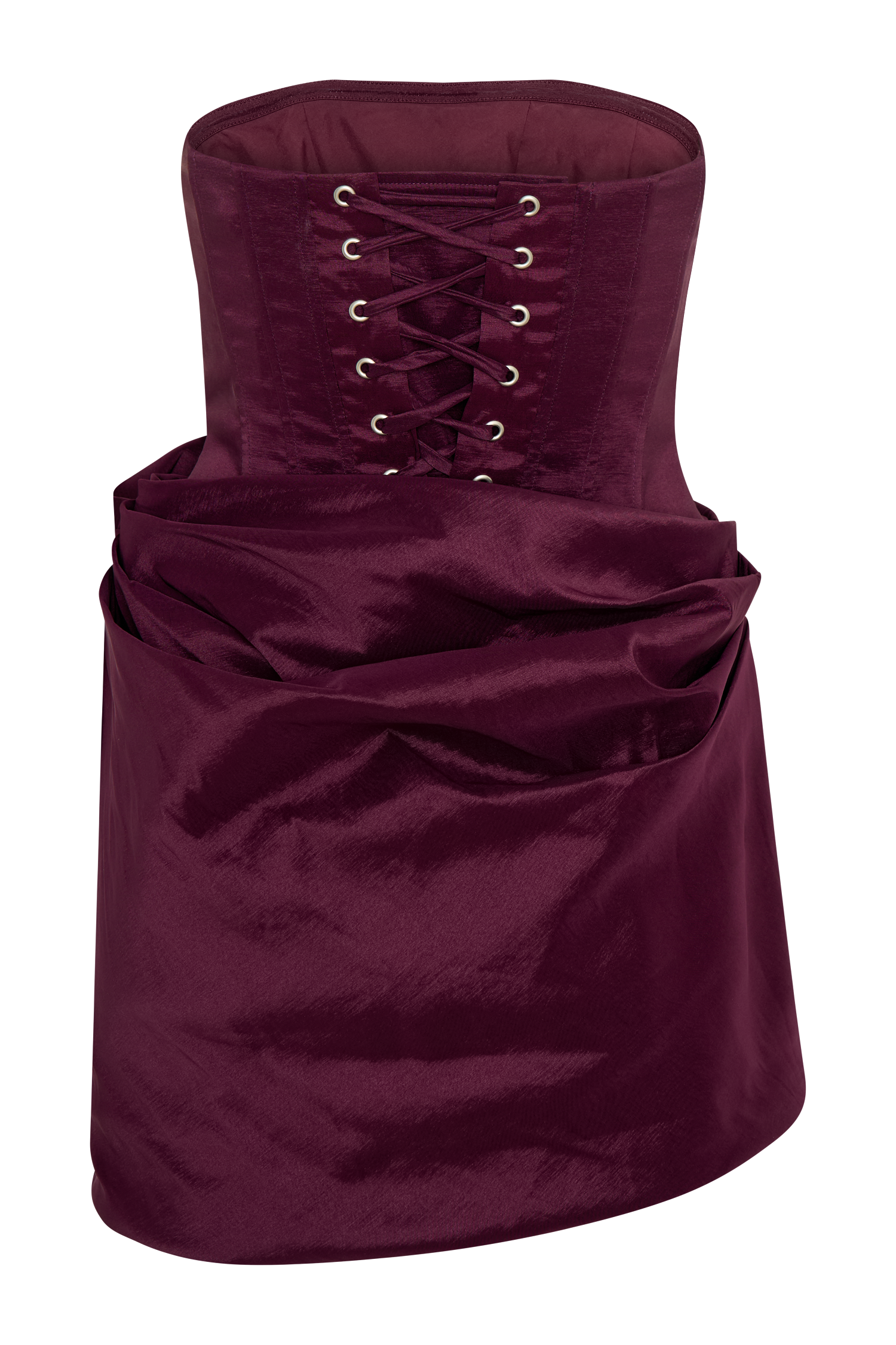 Sasha Taffeta Strapless Corset Mini Dress - Plum