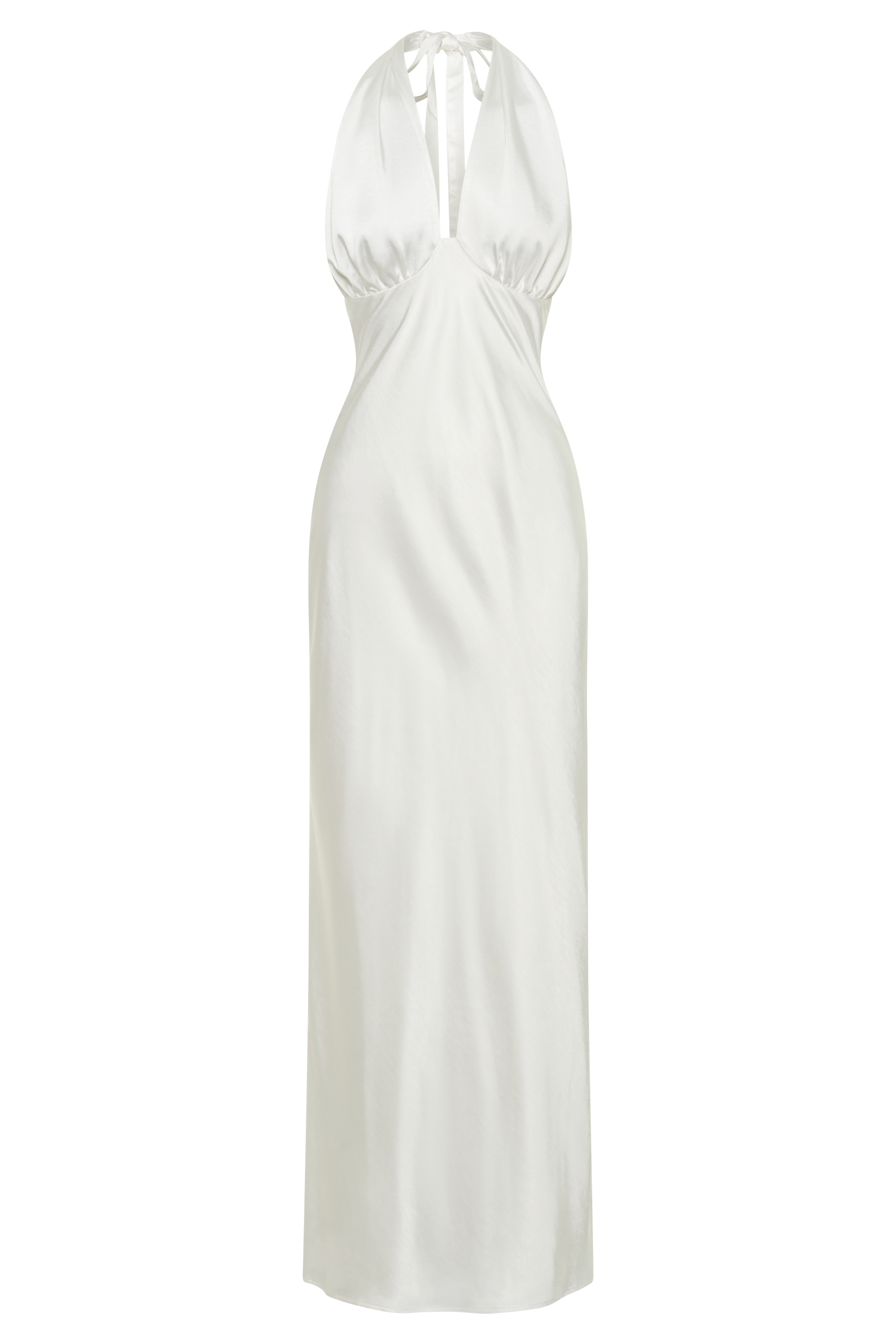 Marvelle Satin Halter Maxi Dress - White