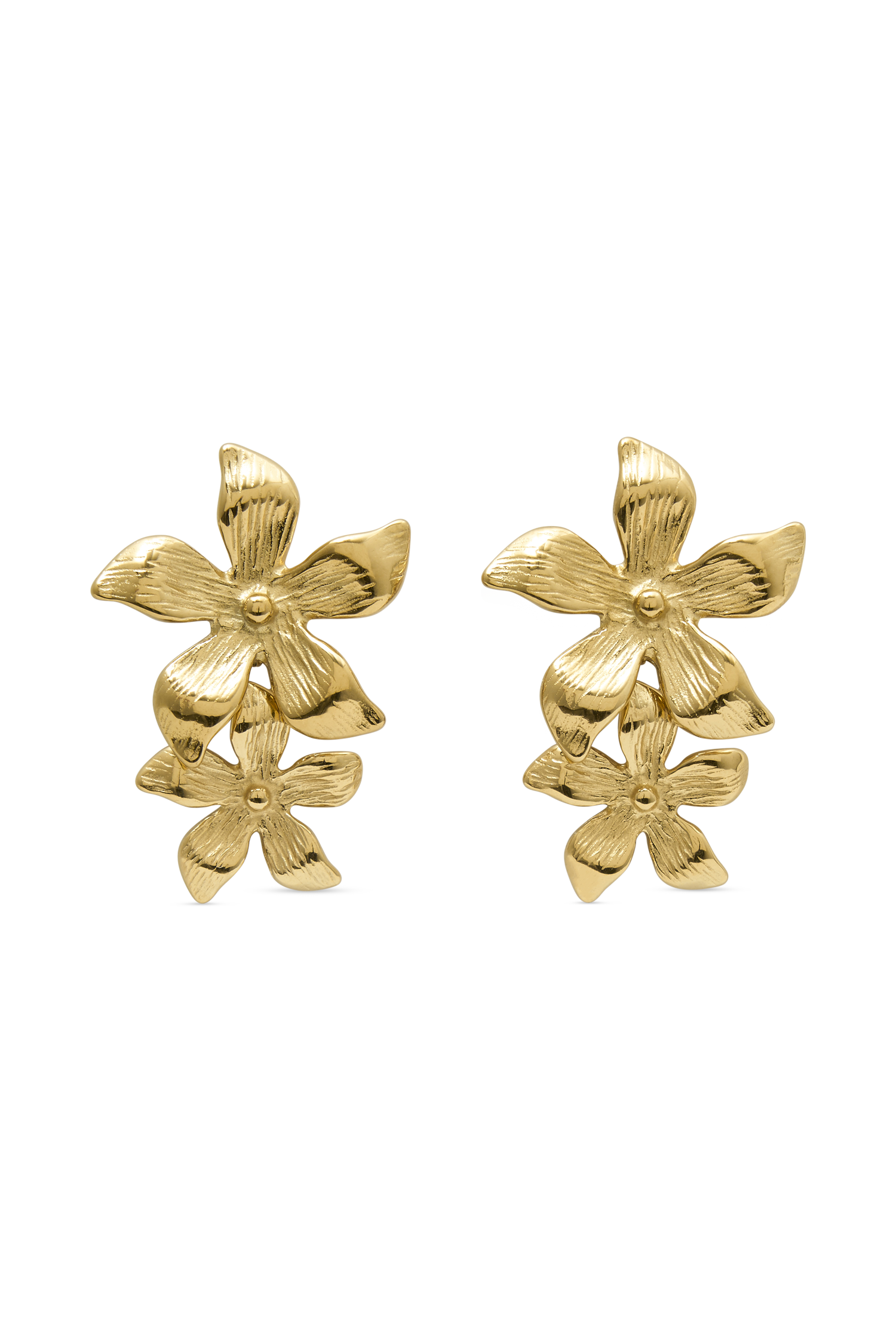 Infatuated Drop Flower Earrings - Gold