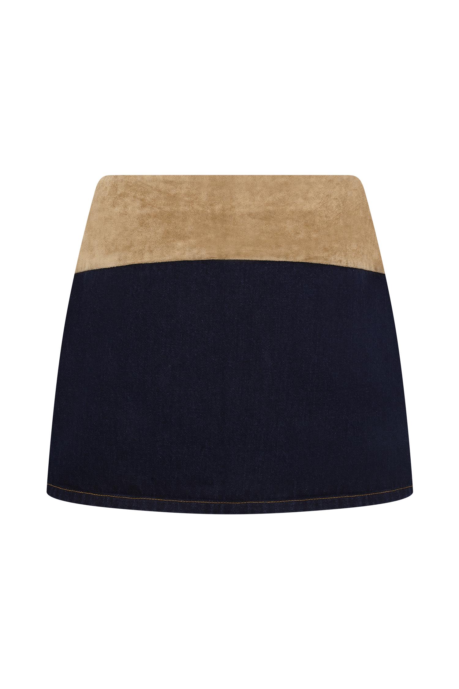 Miranda Faux Suede Belted Denim Mini Skirt - Indigo Blue