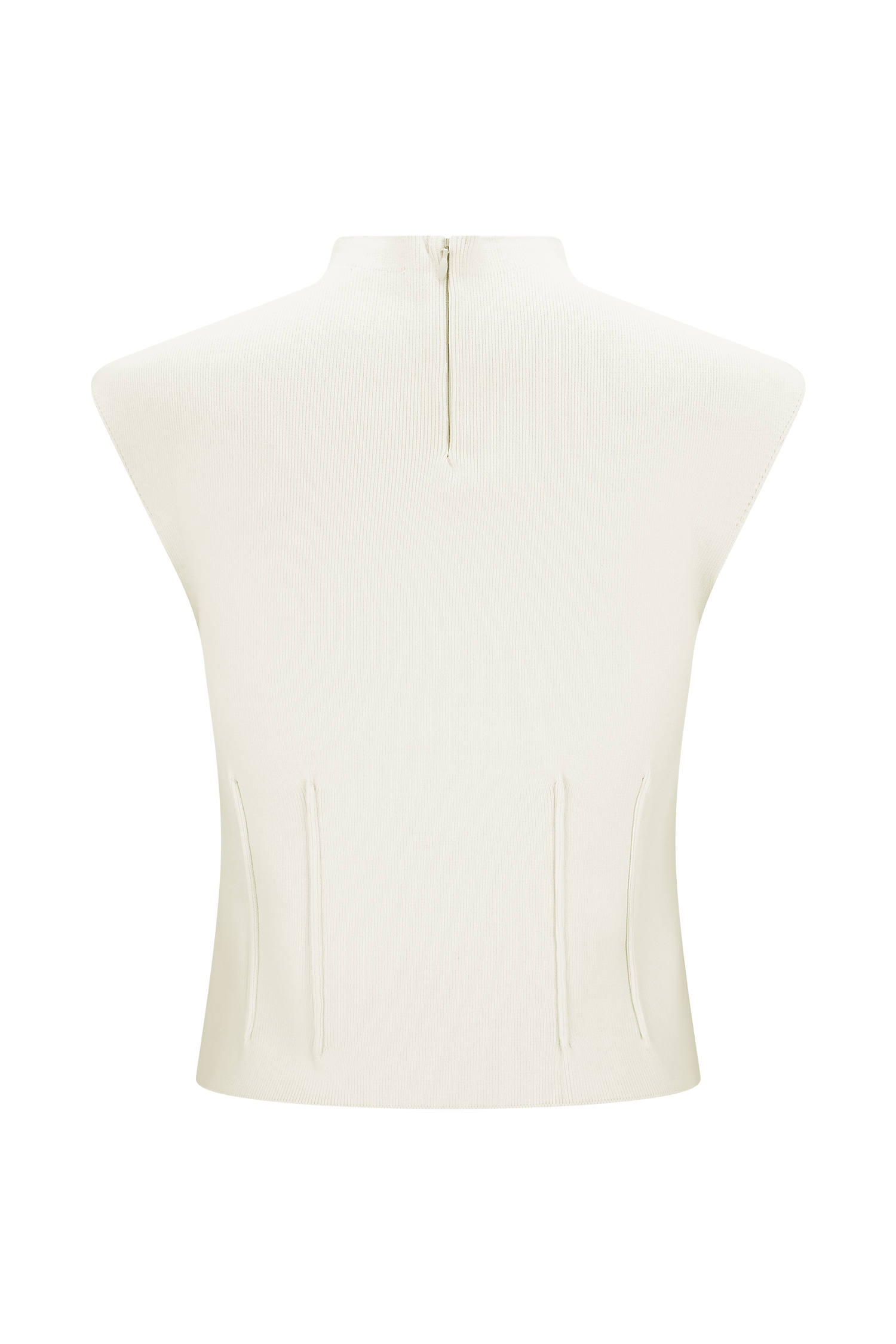 Romaine High Neck Bandage Knit Top - Ivory