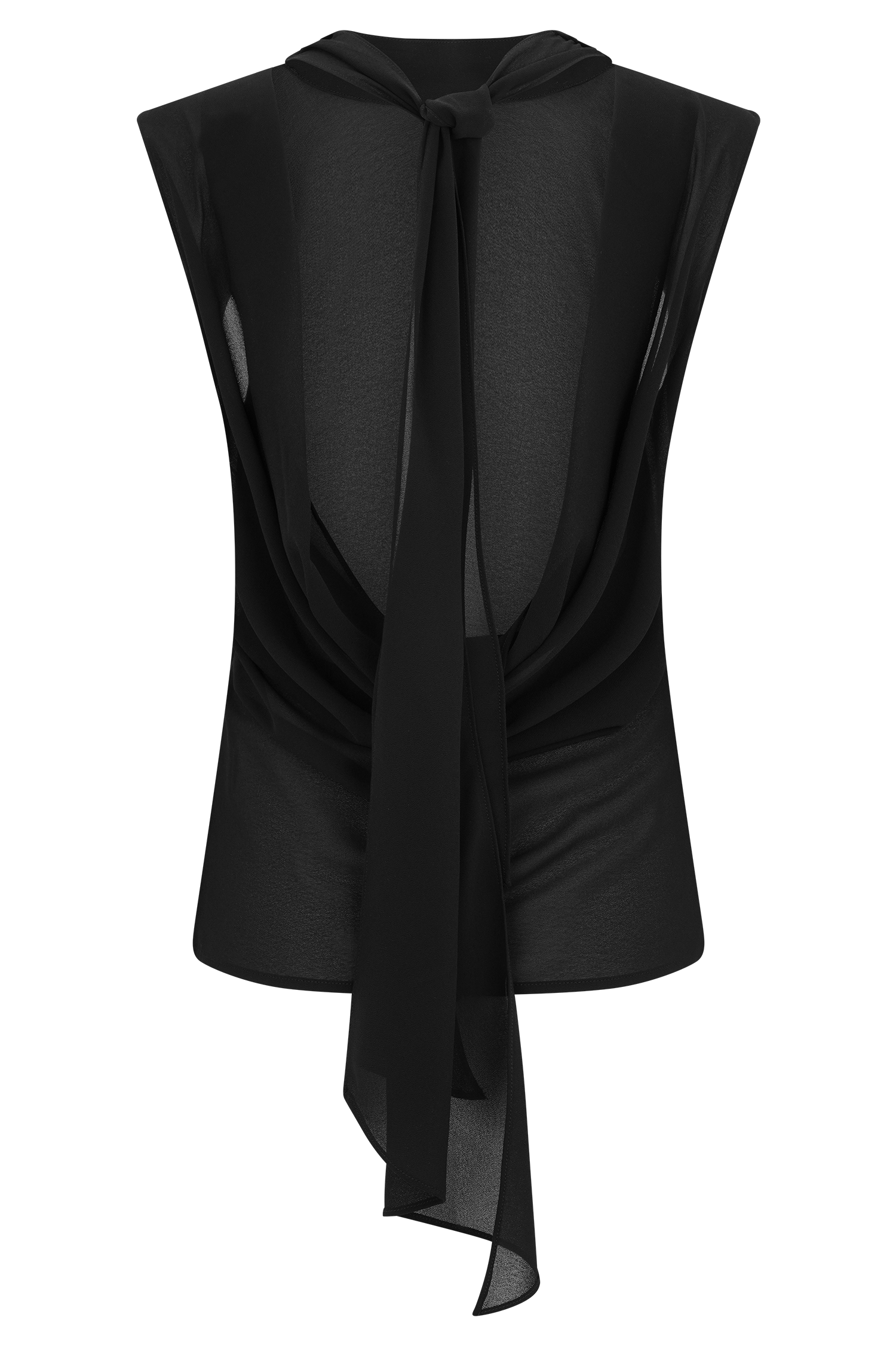 Saria Chiffon Low Back Top - Black