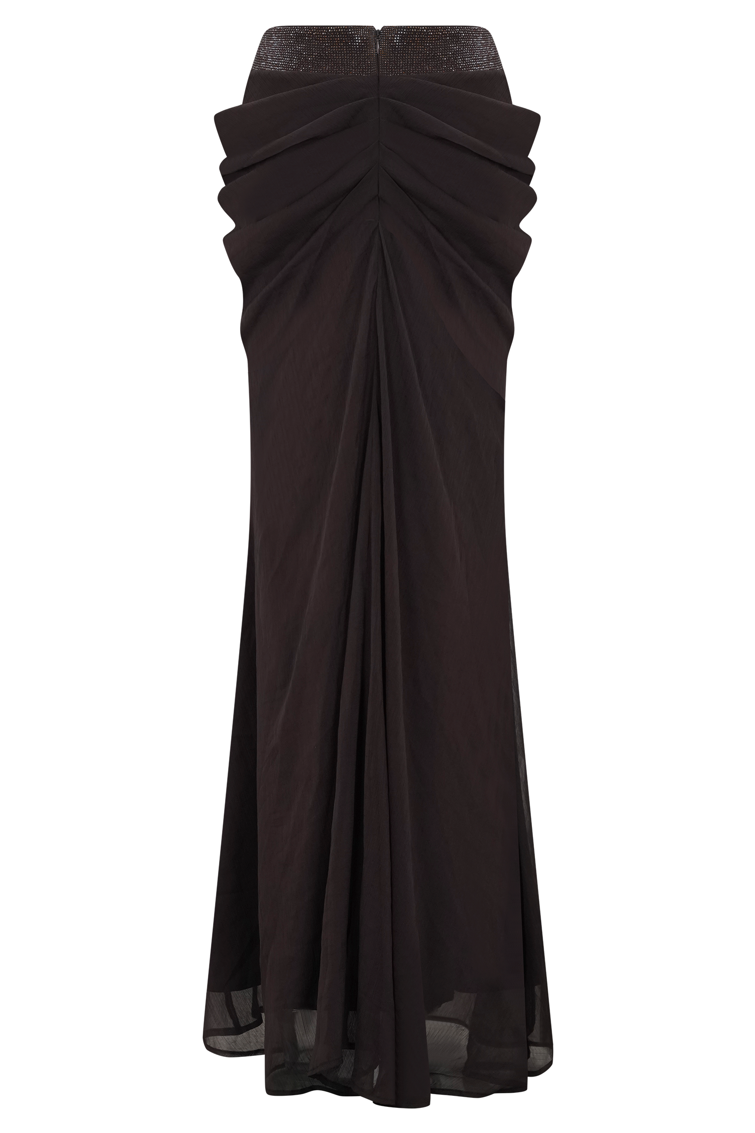 Siren Satin And Diamante Maxi Skirt - Dark Chocolate